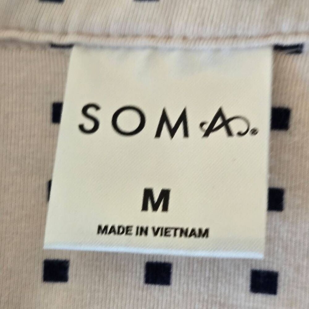 SOMA Womens Geo Long Sleeve Top & Drawstring Bottom Pajama Set Pink Black M/XS - Picture 3 of 13